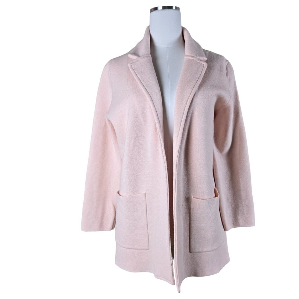 Magaschoni Open Front Cotton Wool Blend Pink Cardigan Sweater Jacket Medium